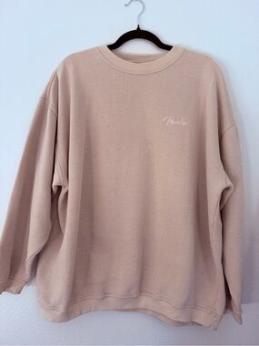 Vintage 90s Fender Solidbody Gear Sweatshirt Embroidered Logo Beige Oversized